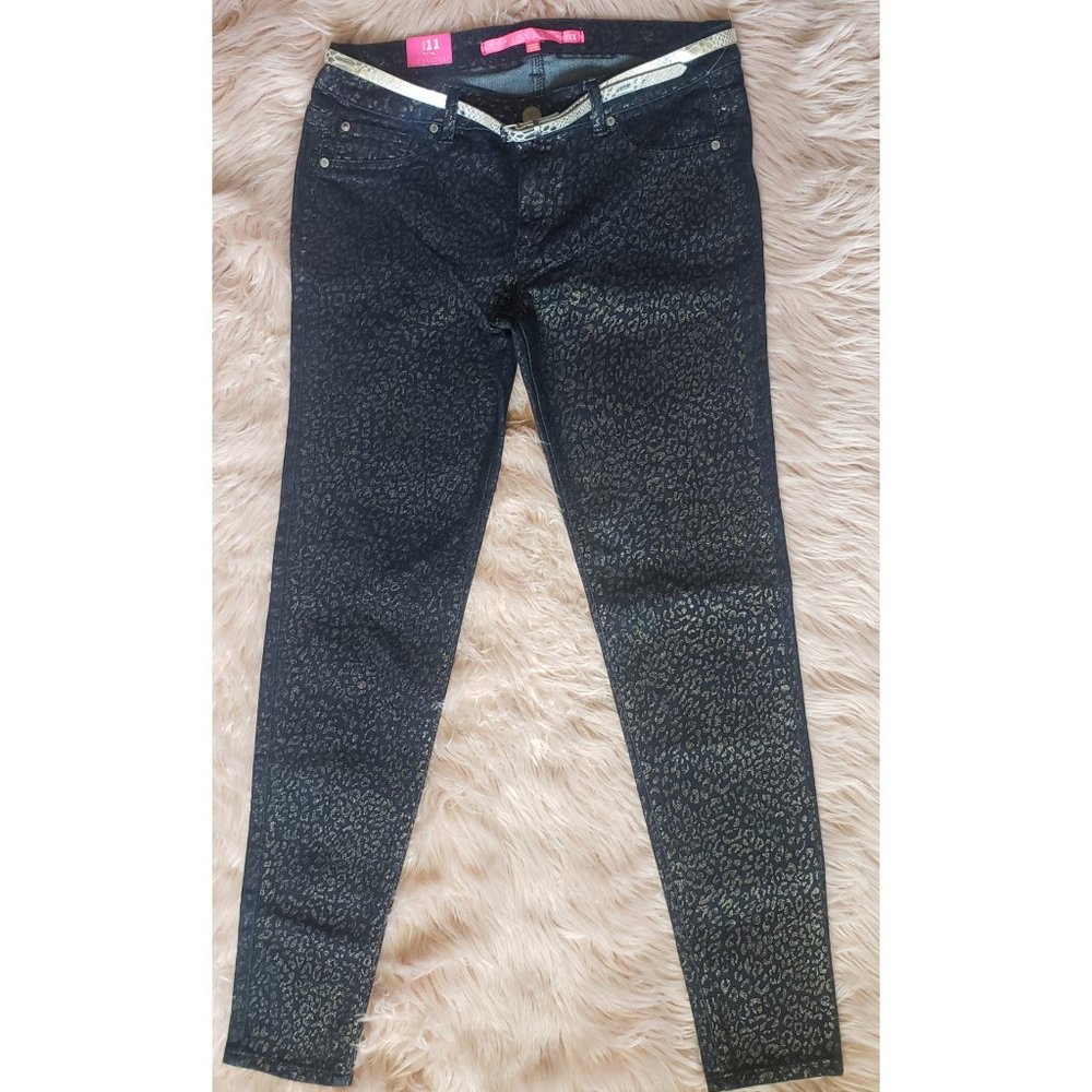 💜$5💜NWT TINSELTOWN DENIM COUTURE CHEETAH PRINT JEANS-JR 11